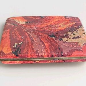 Vintage MELE Travel Jewelry Box Case Compact 1960s Red Gold MCM Velvet Lined